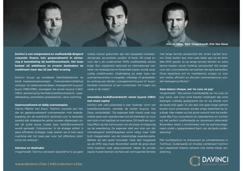 Vingerhoedt & Van Deun aan het woord in De Standaard - Fokus Ondernemen